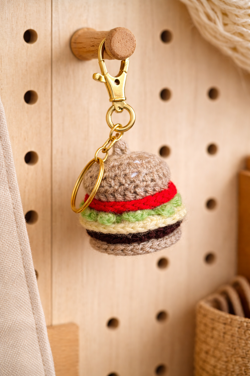 SOE Handmade Crochet Mini Burger Keychain/ Bagcharm