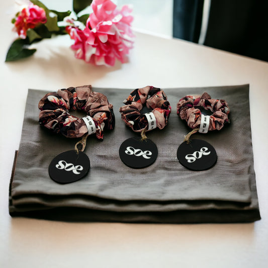 Debase English Rose Midnight Scrunchie: Set of 3 (Small, Medium & Large)