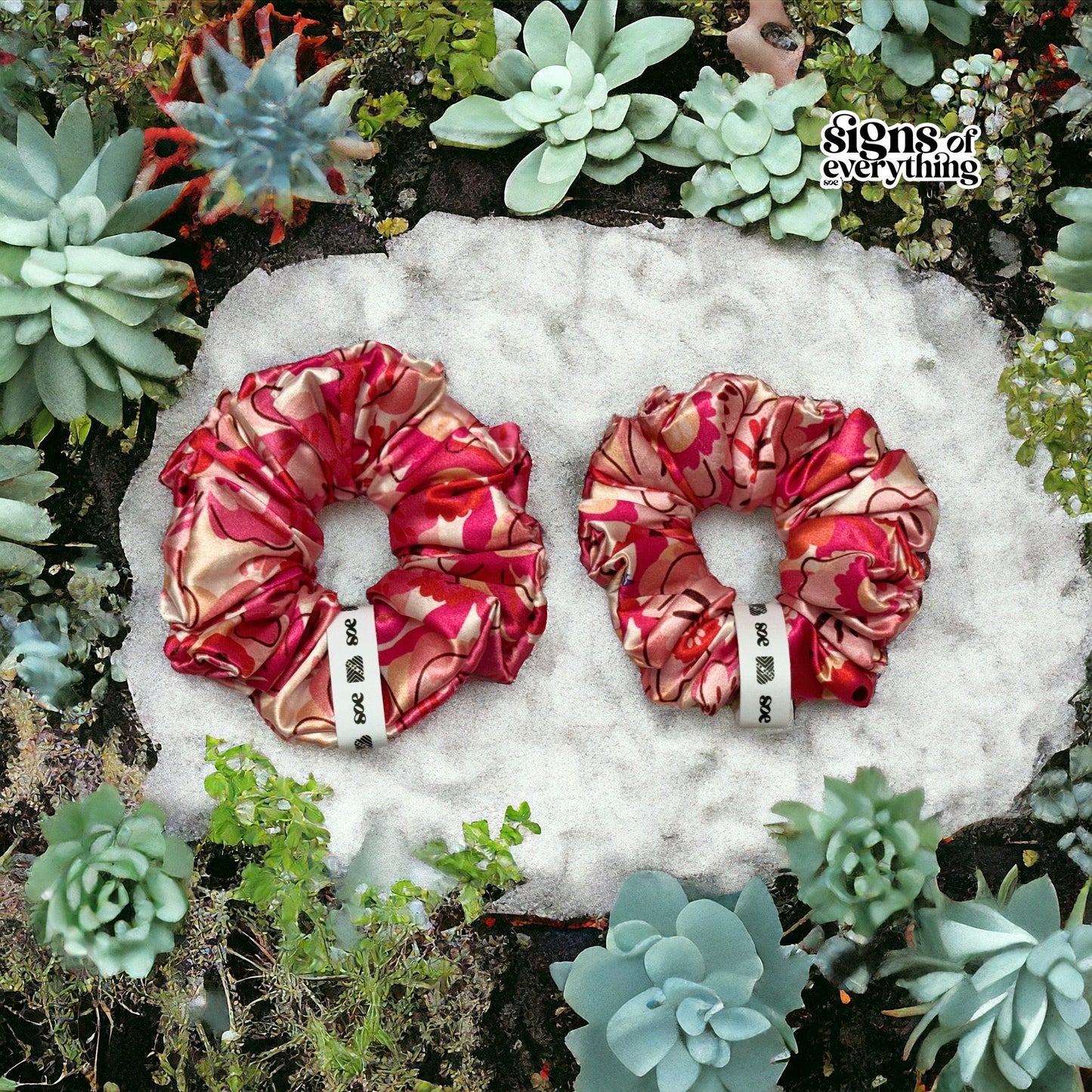 Debase Peony Scrunchie: Set of 2 ( Medium & Large )