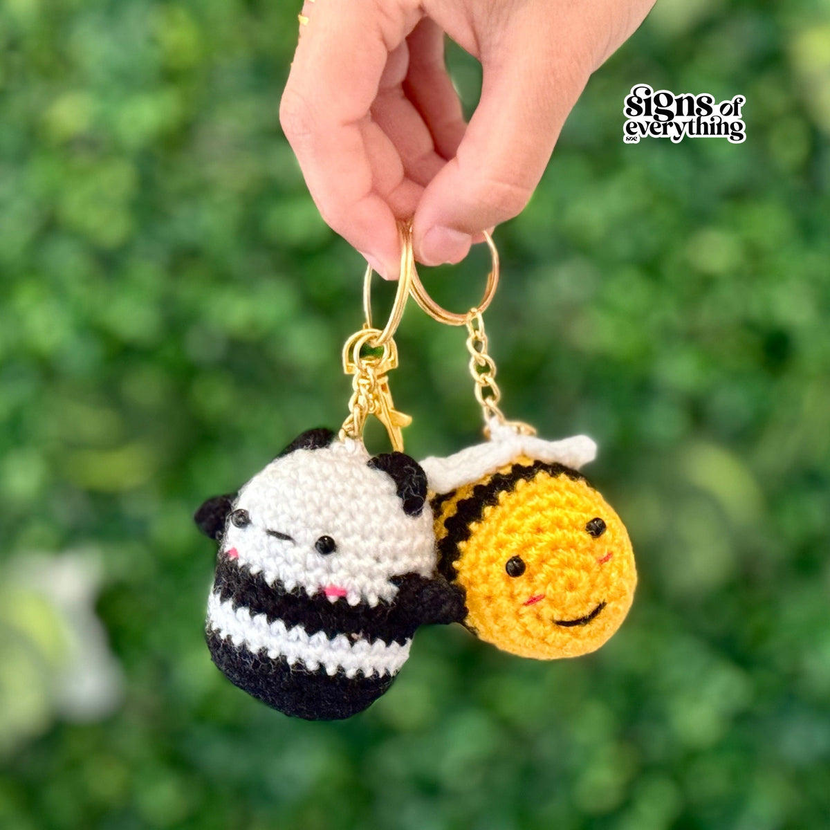 handmade crochet honeybee panda keychain
crochet honeybee panda plush key ring
handmade crochet bee panda charm by Himalayan artisans
crochet animal keychain bee panda