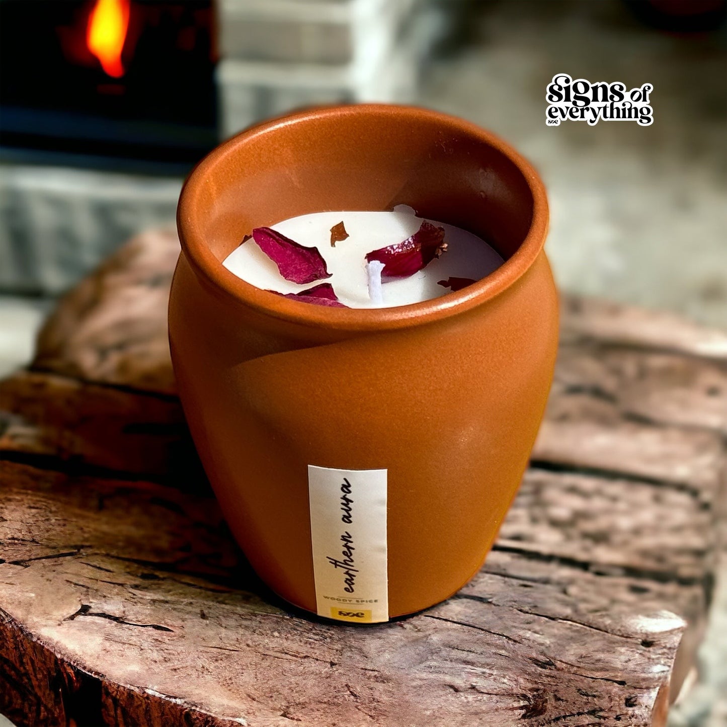 SOE EarthernAura Kullad Candle: Terracotta Kullad with Dried Rose Petals