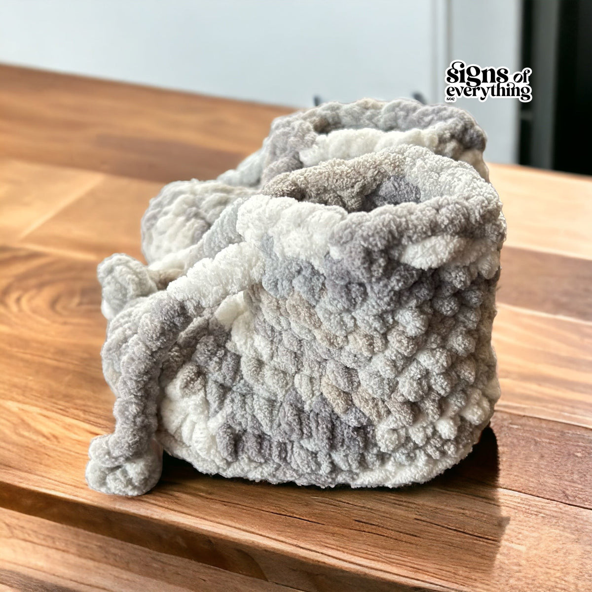 SOE Handmade Baby Booties : Crochet Towel Wool : Grey(9-12 months)