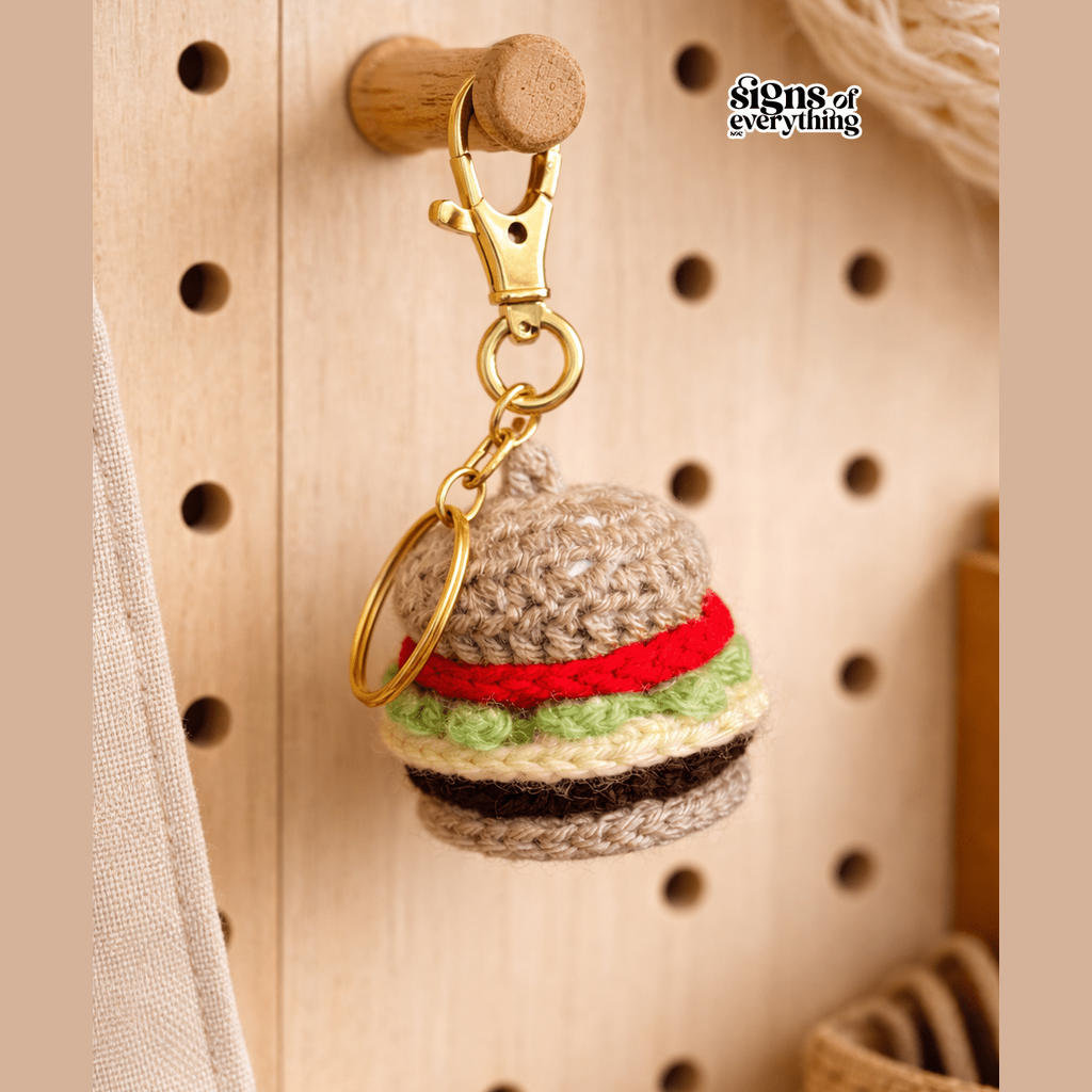 SOE Handmade Crochet Mini Burger Keychain/ Bagcharm