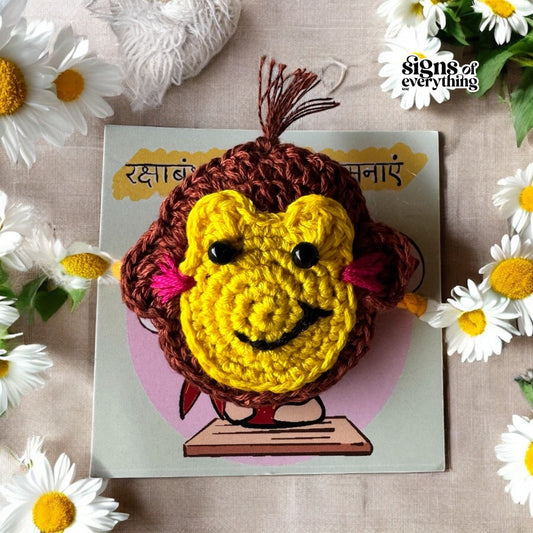 SOE Handmade Monkey Crochet Rakhi (With Roli & Chawal)