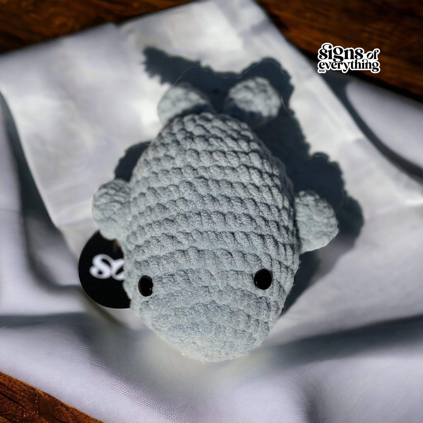 SOE Handmade Grey Crochet Fish Plush Toy | Soft Squishy Crochet Fish Stuffed Toy | Kids Plush Toy | Himalayan Artisan Handmade | Signs of Everything