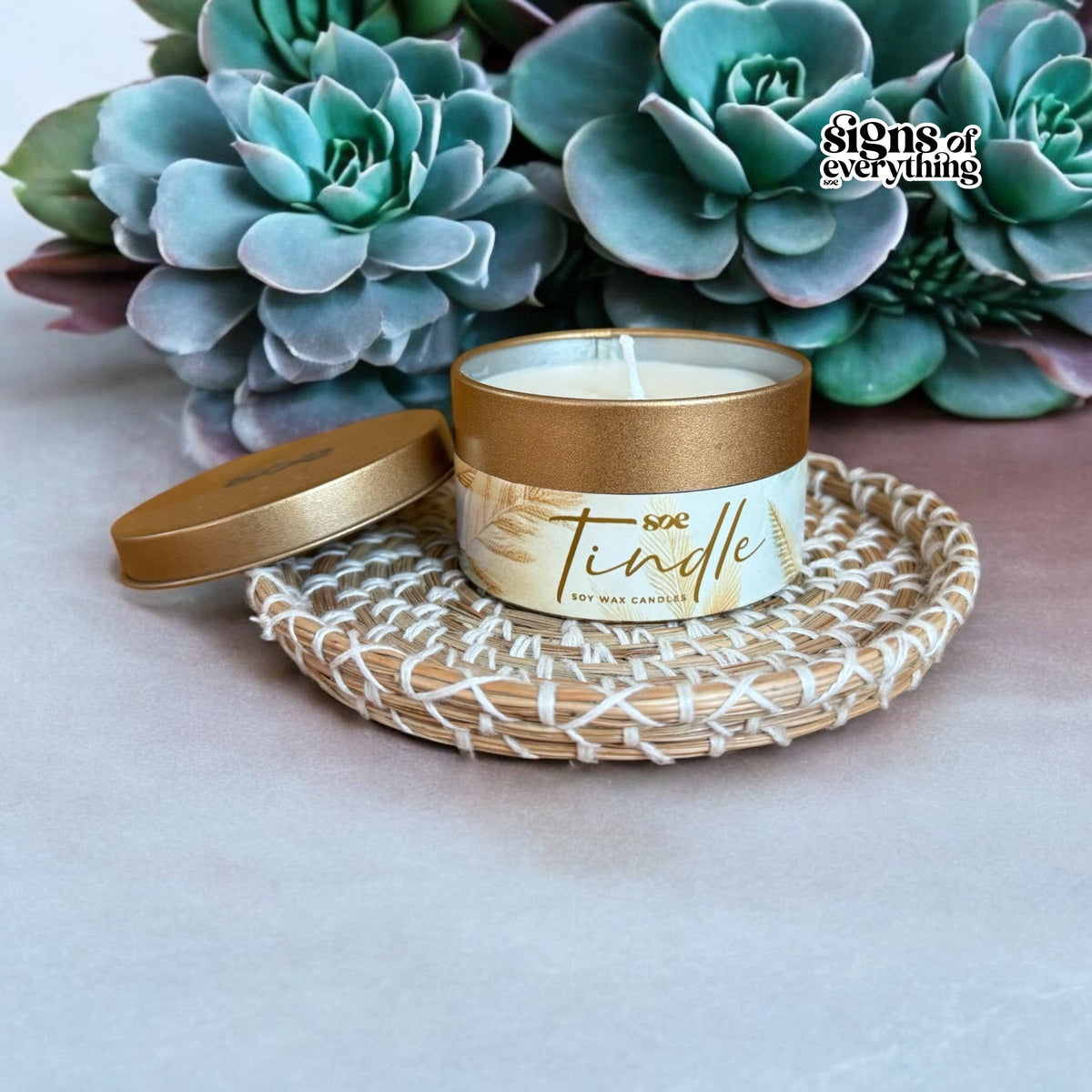 SOE Tindle Tin Soy Wax Candle (Fragrance: COCONUT VANILLA )