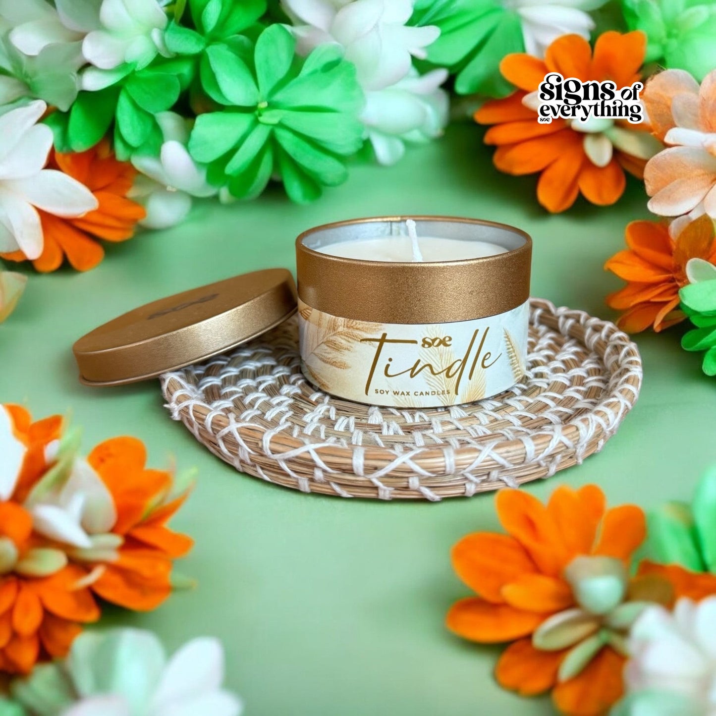 SOE Tindle Tin Soy Wax Candle (Fragrance: COCONUT VANILLA )