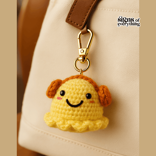 sunny yellow crochet keychain handmade
cute crochet sunshine bag charm
handmade yellow crochet plush keychain
crochet doll keychain by Himalayan artisans
yellow crochet key ring accessory