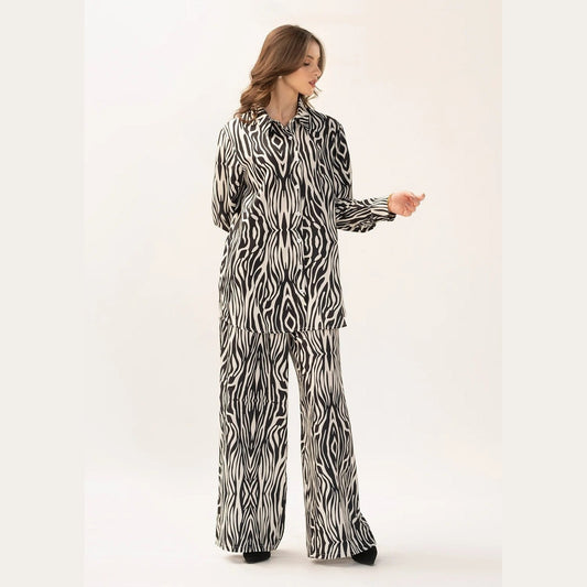 Zebra Print Korean BSY Classic Co-Ord Set For Women