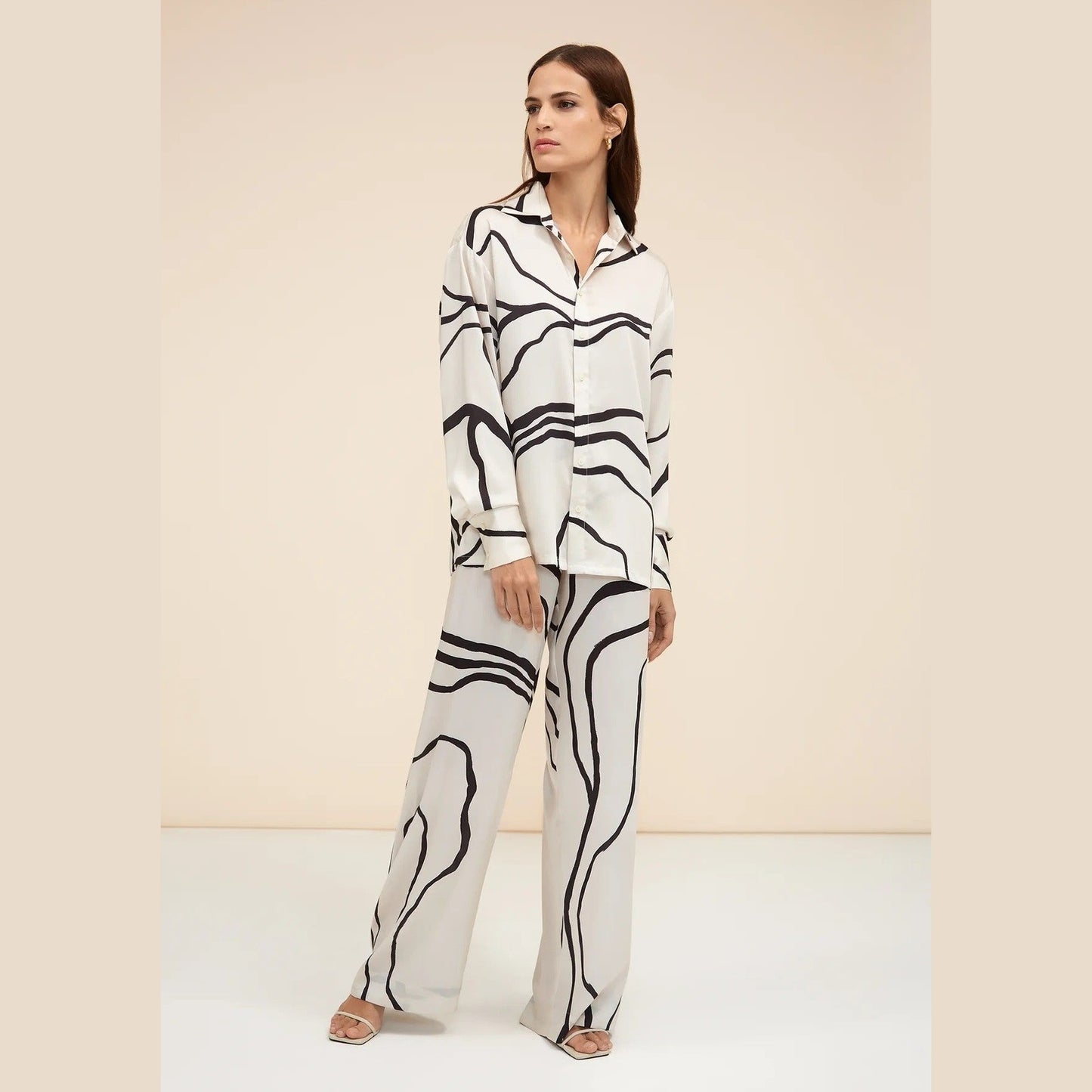 Black And White Organza Silk Premium Co-Ord Set