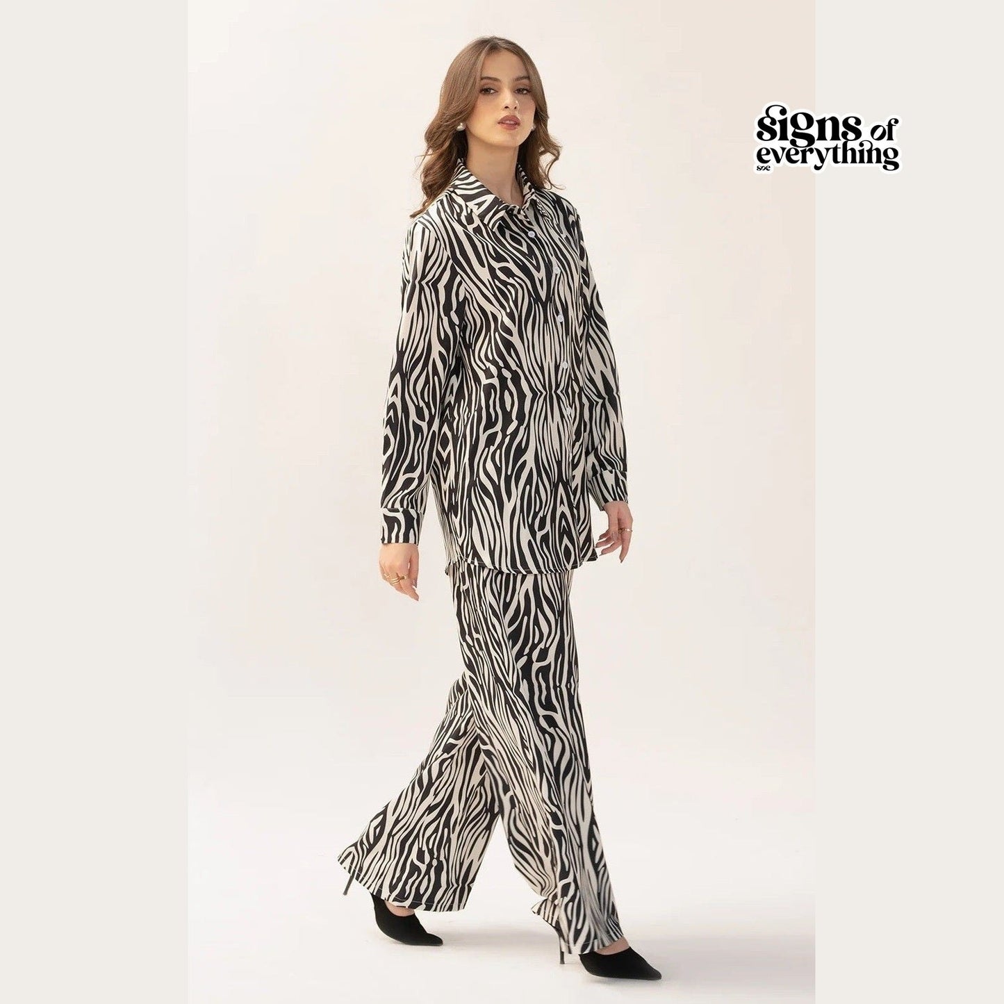 Zebra Print Korean BSY Classic Co-Ord Set For Women