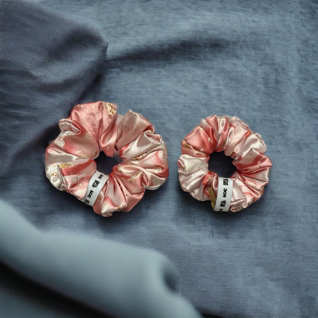 Debase Salmon Scrunchie: Set of 2 ( Medium & Small )