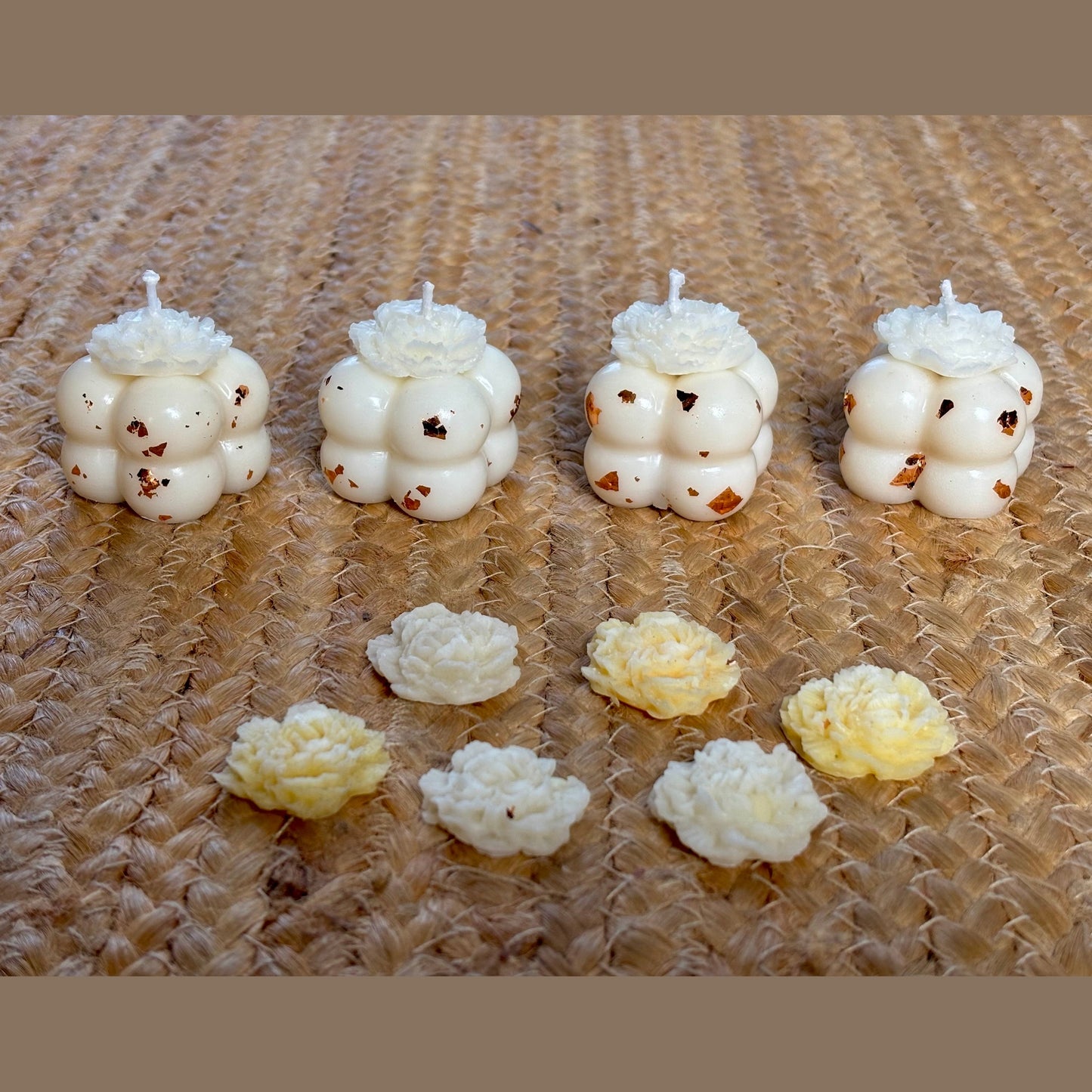 SOE Bubble Rose Candle: Set of 4 (Rose Gold & White) – Made with Soy Wax and Scented with Vanilla