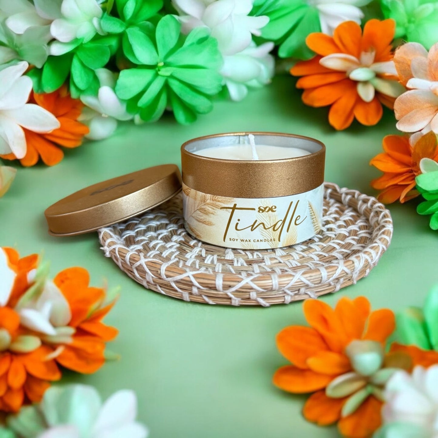 SOE Tindle Tin Soy Wax Candle (Fragrance: COCONUT VANILLA )