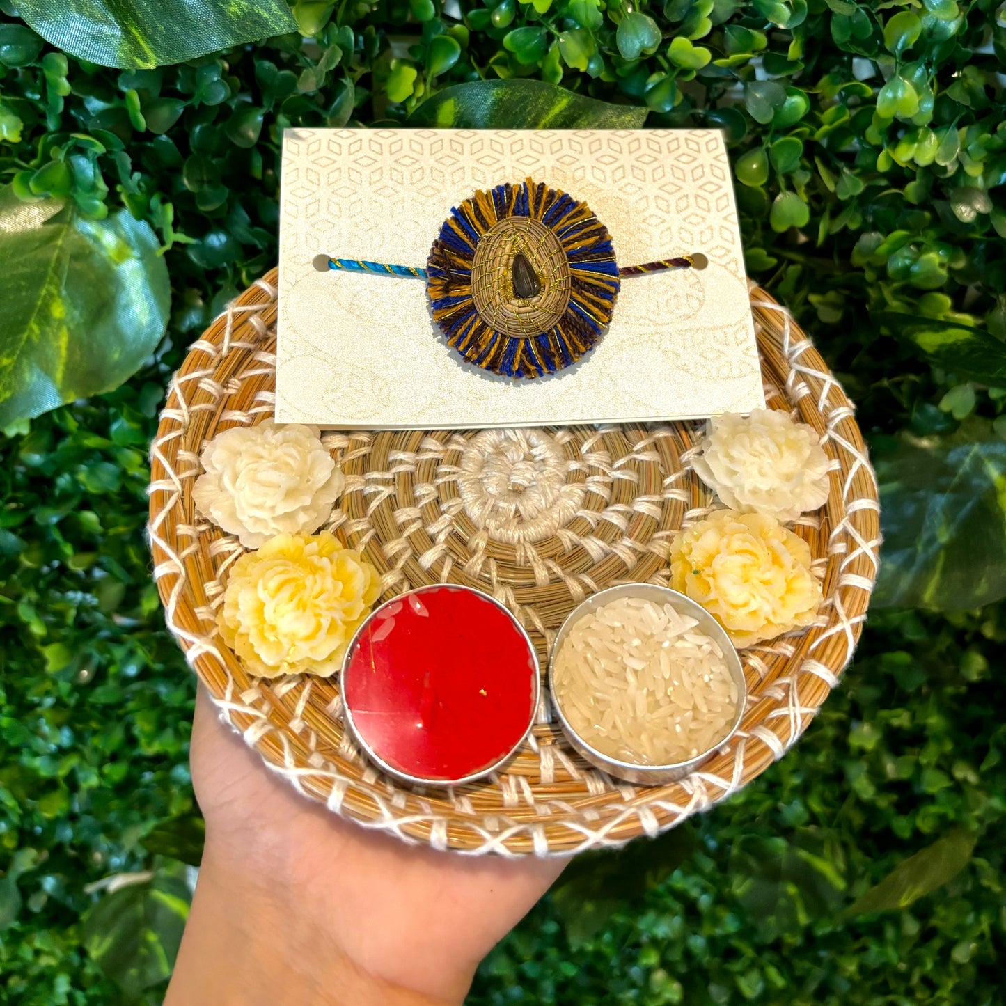 SOE Pine-needle Pooja Thali(plate): Rakshabandhan Pooja Plate