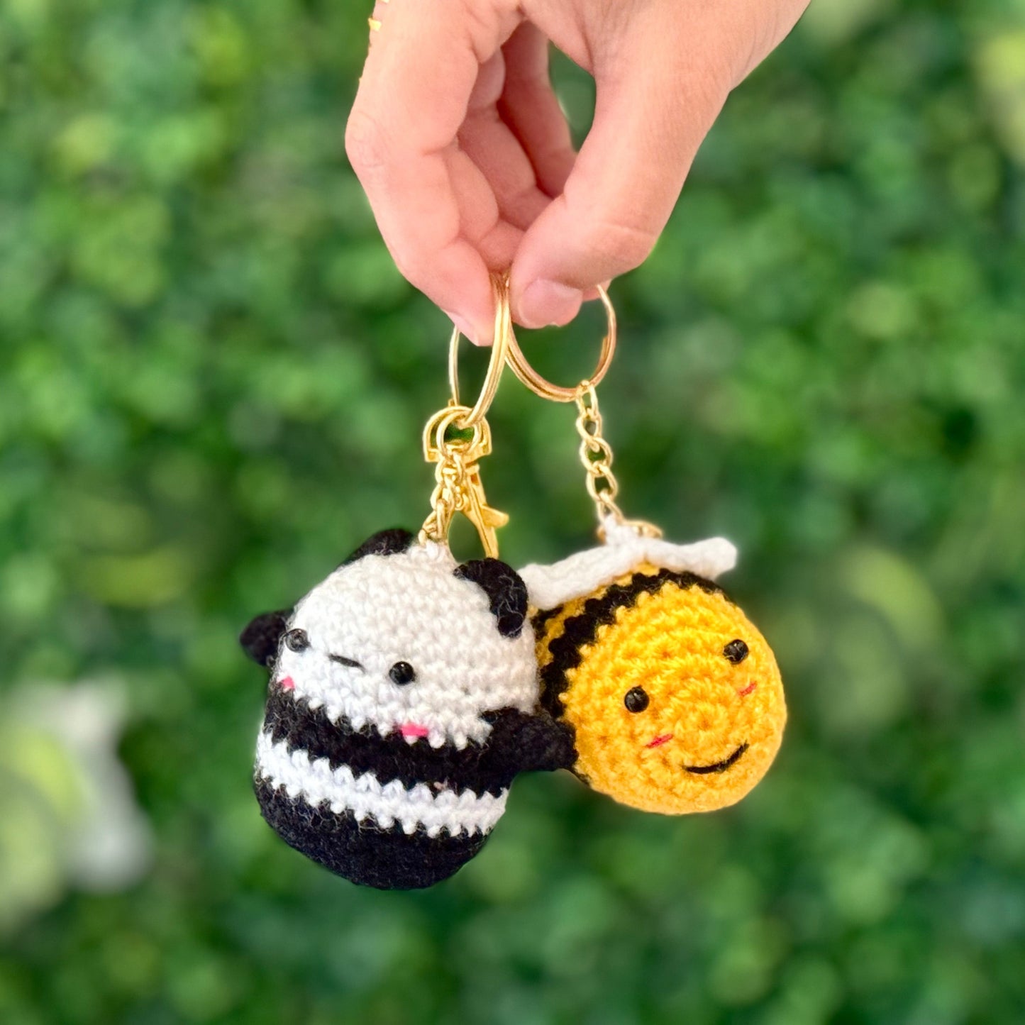 SOE Crochet Keychain Combo: Baby Honeybee & Panda Bagcharm (set of 2)