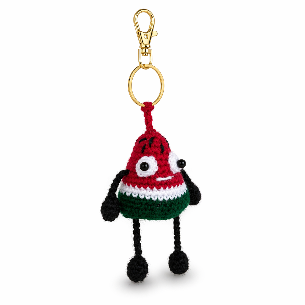 SOE’s handmade crochet watermelon keychain with movable arms & legs. Cute, lightweight bag charm perfect for gifting and everyday styling.
