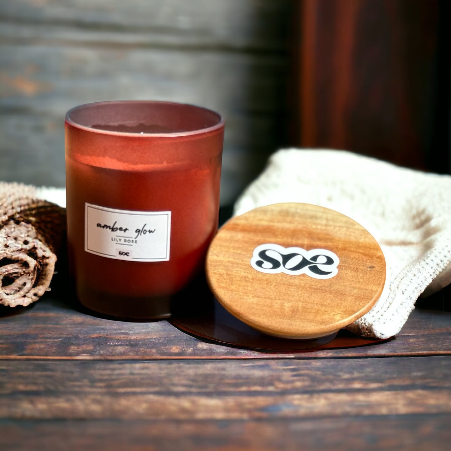 SOE Amber Glow (LILY ROSE): Glass Jar Lid Candles