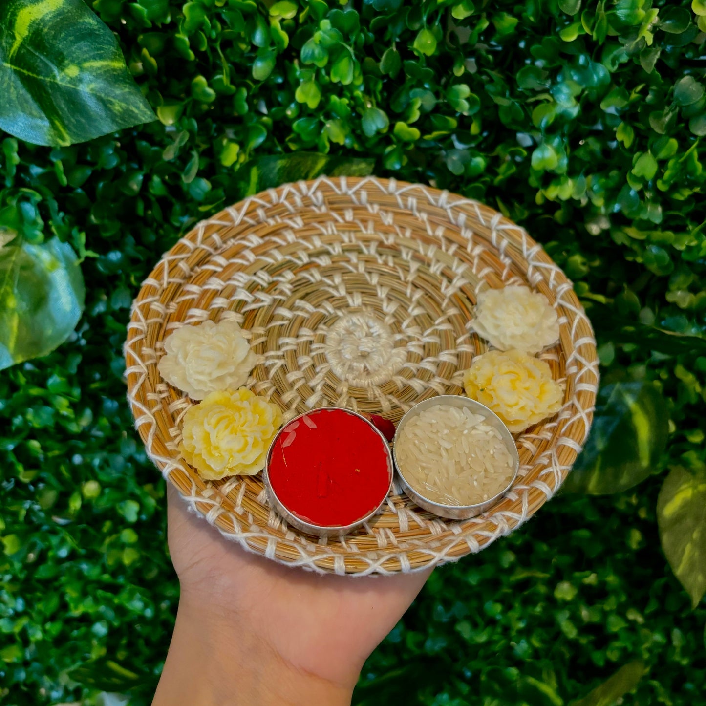 SOE Pine-needle Pooja Thali(plate): Rakshabandhan Pooja Plate