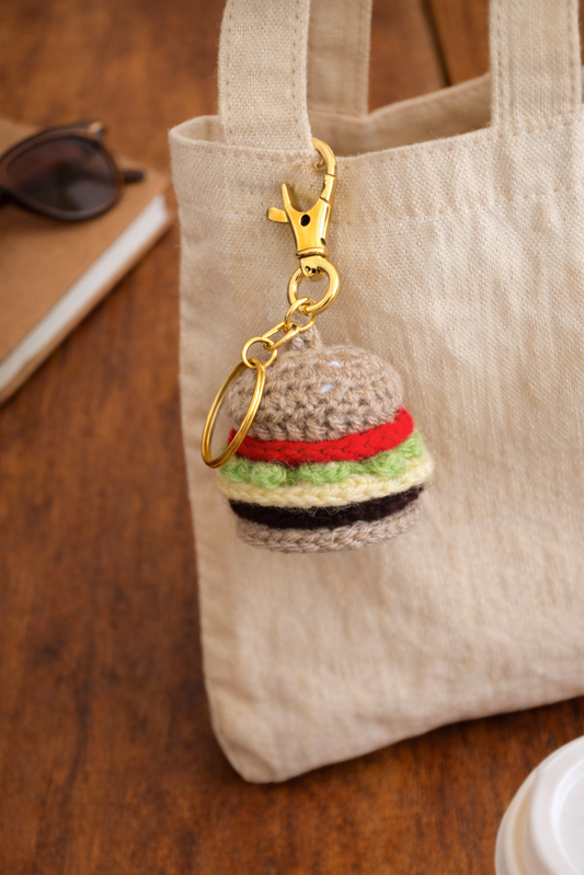SOE Handmade Crochet Mini Burger Keychain/ Bagcharm