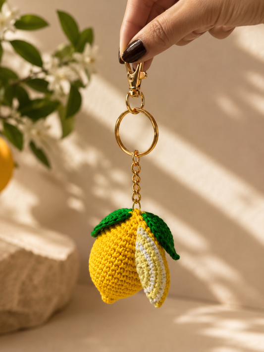 SOE GALGAL Crochet Bag Charm & Keychain Handmade Himalayan Hill Lemon Charm