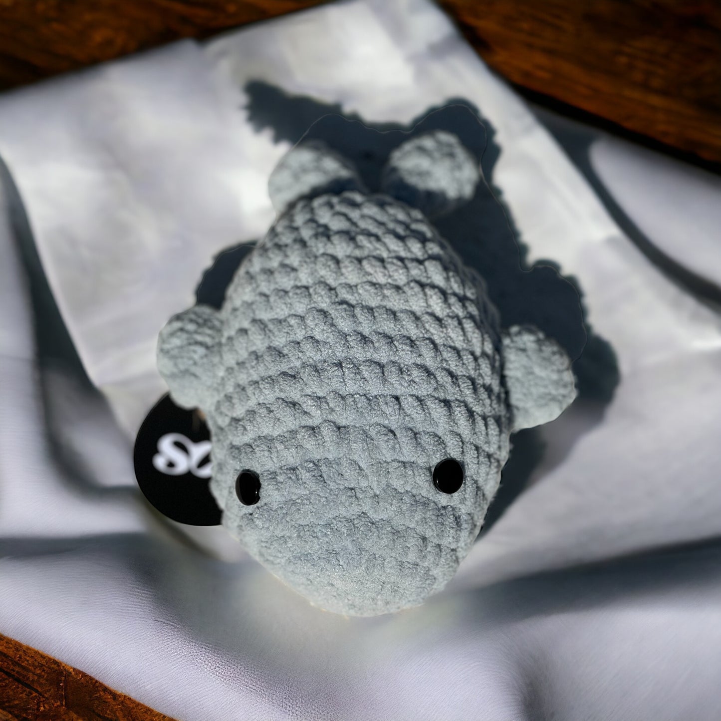 SOE Squishy Fishy: Soft Grey- Crochet Plushy