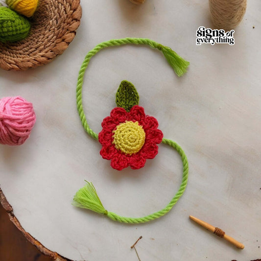 SOE Crochet Kids Rakhi: The Flower (with rice & tikka)