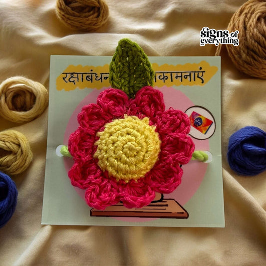 SOE Crochet Kids Rakhi: The Flower (with rice & tikka)