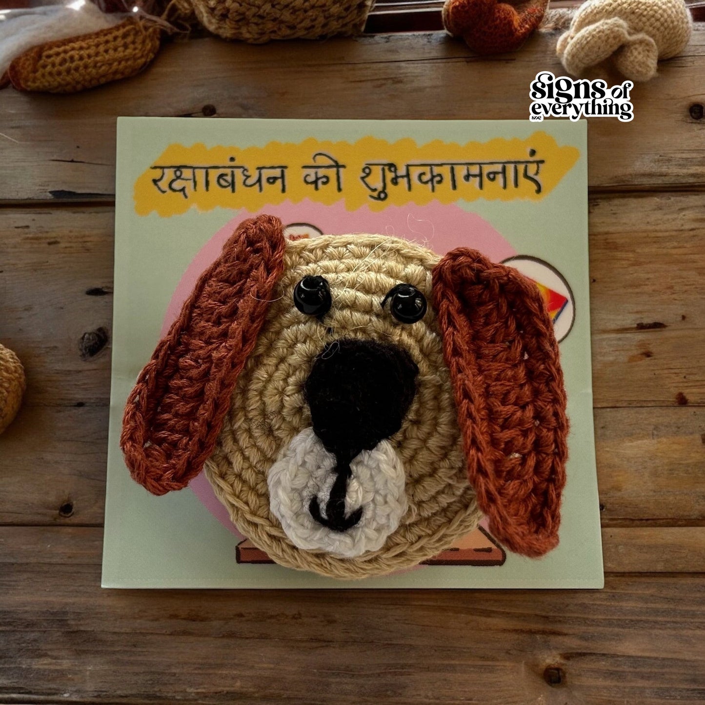 SOE Crochet Kids Rakhi: The Pup (with rice & tikka)