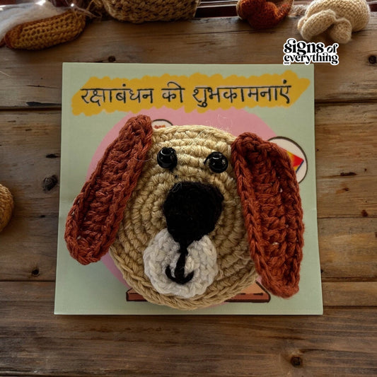 SOE Crochet Kids Rakhi: The Pup (with rice & tikka)