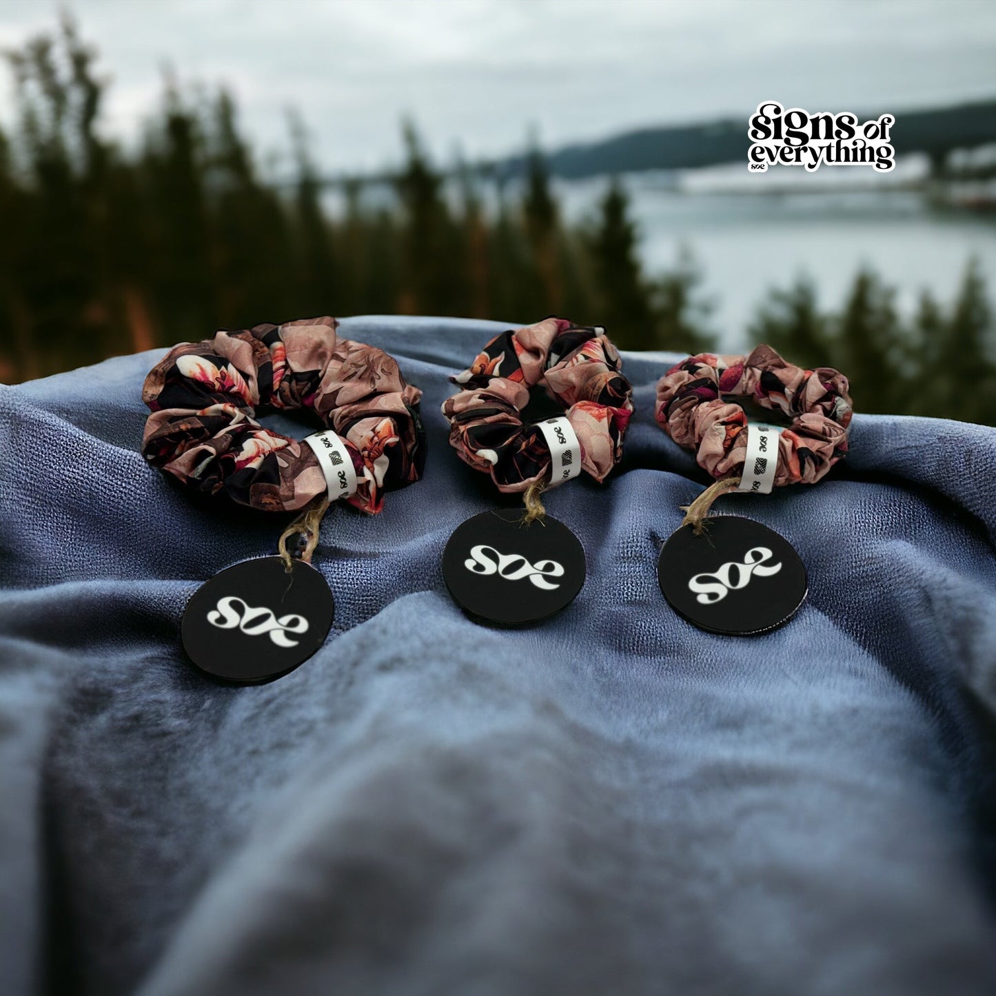 Debase English Rose Midnight Scrunchie: Set of 3 (Small, Medium & Large)