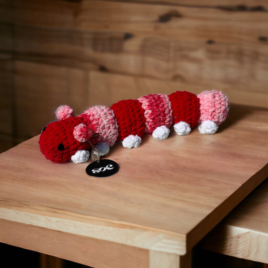 SOE Crochet Caterpillar: Hues of Red
