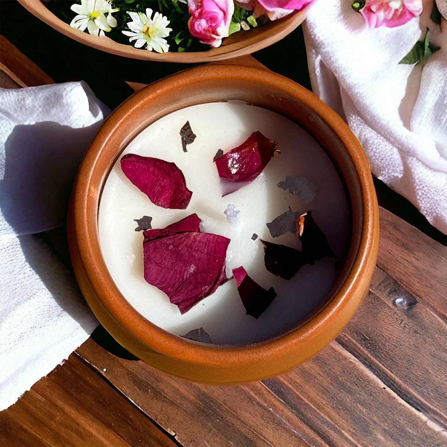 SOE EarthernAura Kullad Candle: Terracotta Kullad with Dried Rose Petals