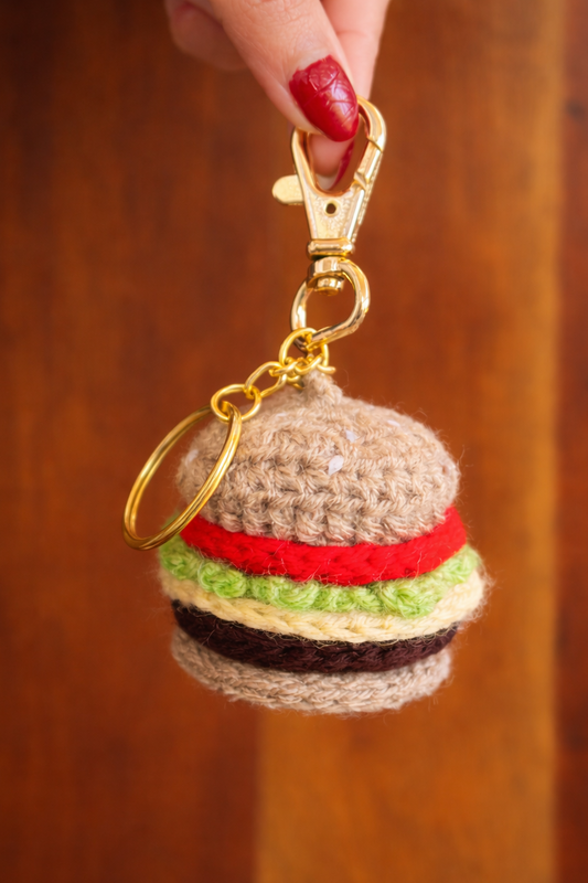 SOE Handmade Crochet Mini Burger Keychain/ Bagcharm