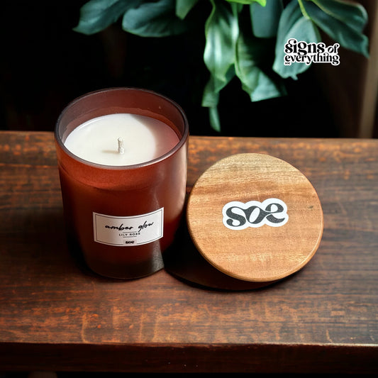 amber glass soy wax candle lily rose fragrance