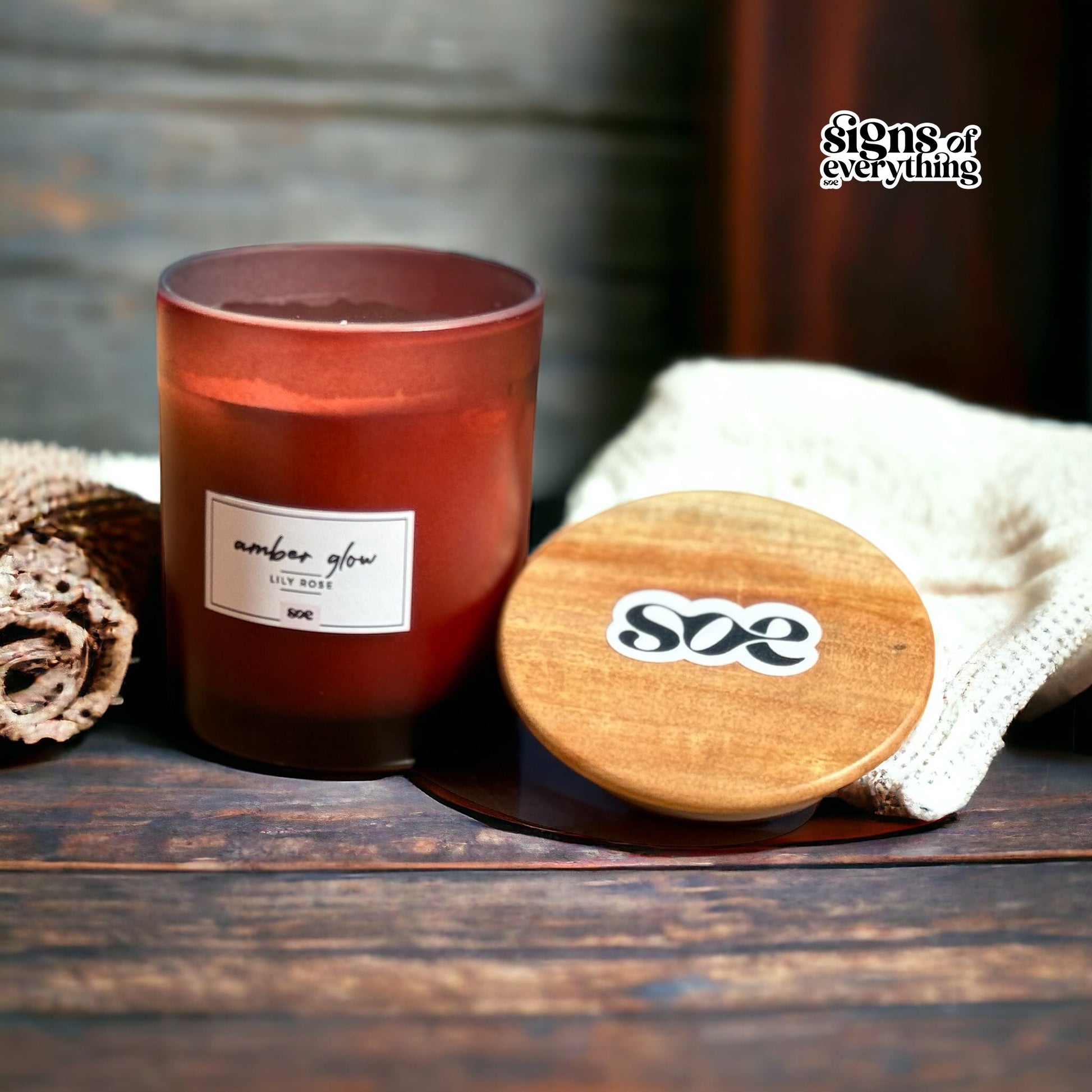 handmade scented soy candle amber jar