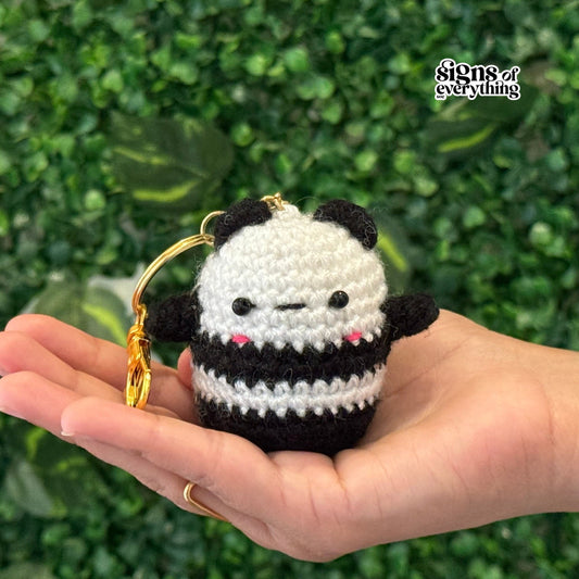 handmade crochet panda keychain
cute crochet panda bag charm handmade
crochet panda plush key ring by Himalayan artisans
small crochet panda toy keychain
handmade panda crochet bag charm
