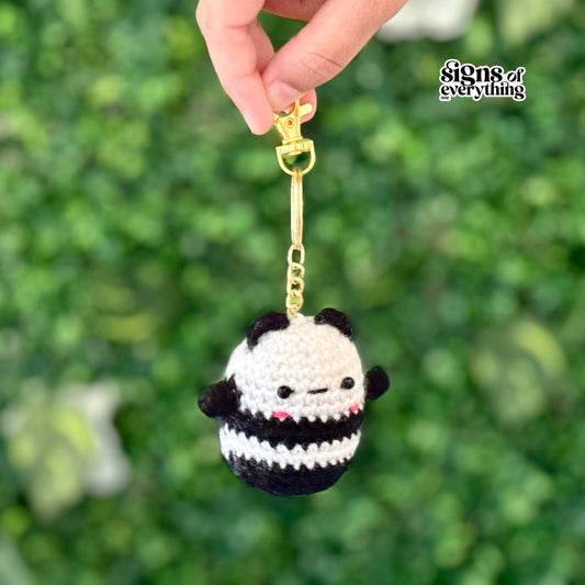 handmade crochet panda keychain
cute crochet panda bag charm handmade
crochet panda plush key ring by Himalayan artisans
small crochet panda toy keychain

