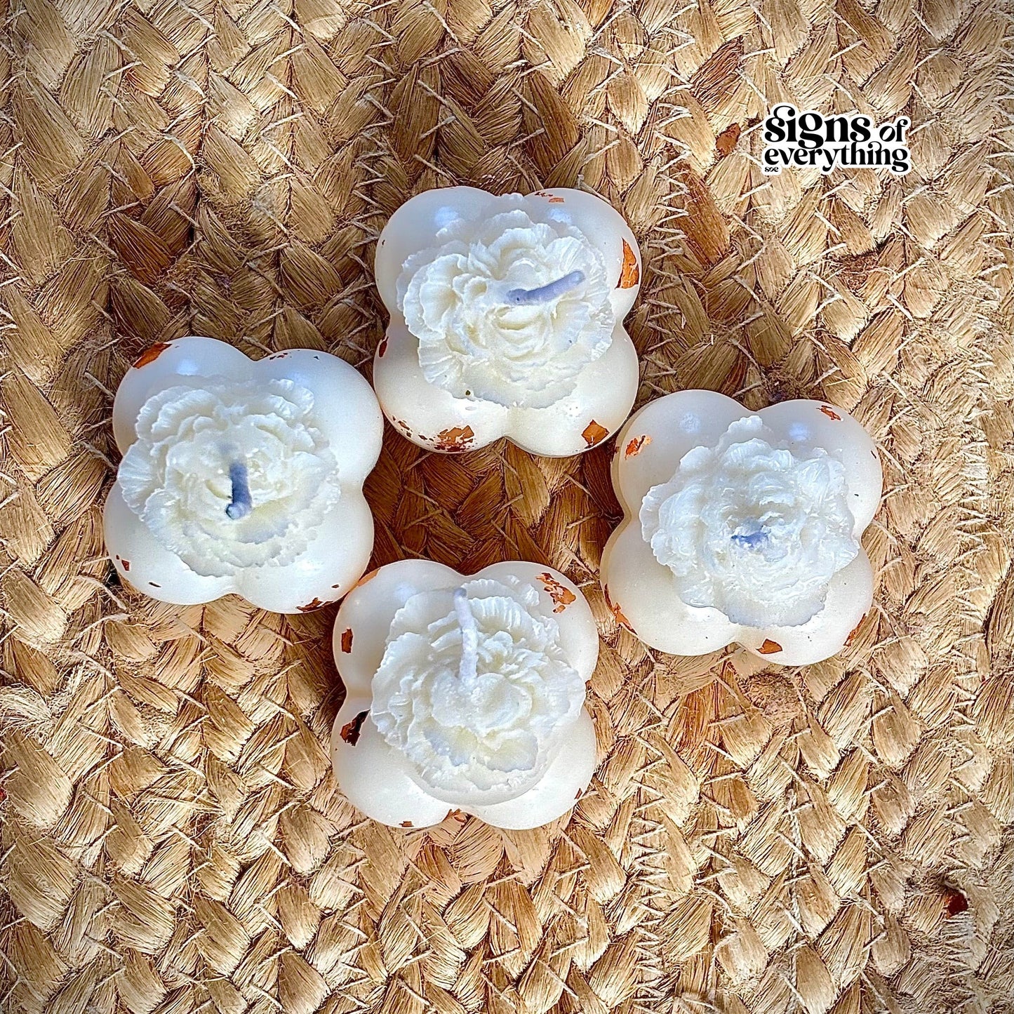 SOE Bubble Rose Candle: Set of 4 (Rose Gold & White) – Made with Soy Wax and Scented with Vanilla