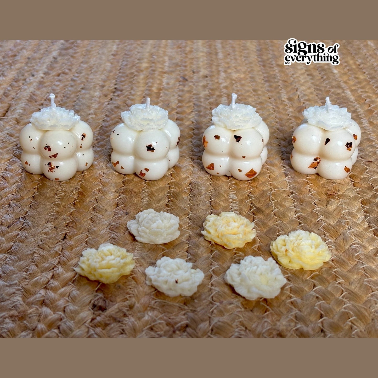 SOE Bubble Rose Candle: Set of 4 (Rose Gold & White) – Made with Soy Wax and Scented with Vanilla