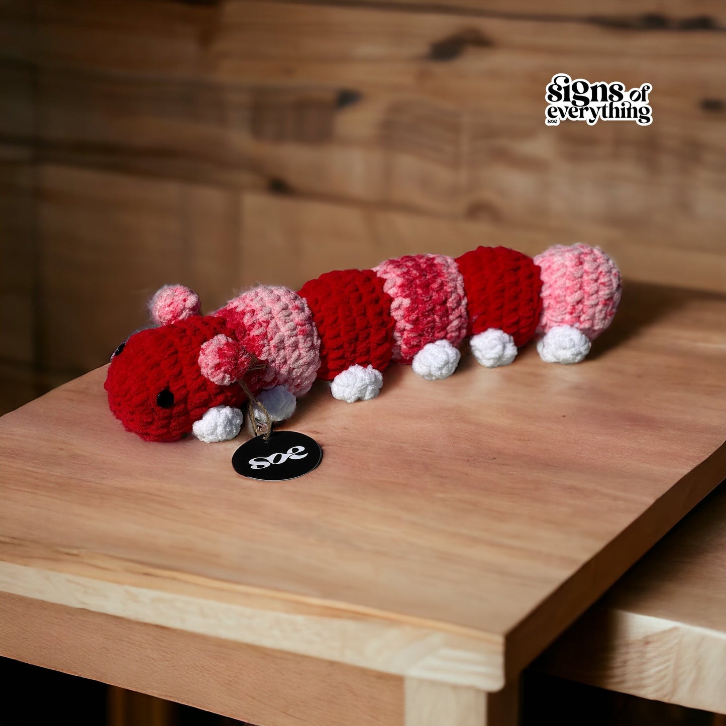 SOE Crochet Caterpillar: Hues of Red