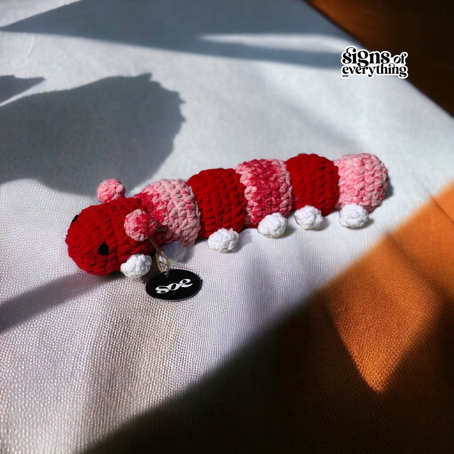 SOE Crochet Caterpillar: Hues of Red