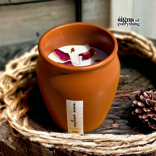 SOE EarthernAura Kullad Candle: Terracotta Kullad with Dried Rose Petals
