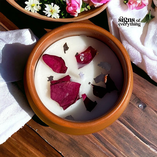 SOE EarthernAura Kullad Candle: Terracotta Kullad with Dried Rose Petals