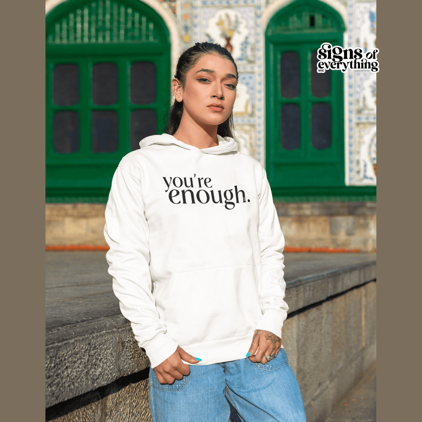 SOE You're enough Hoodie White Mahal