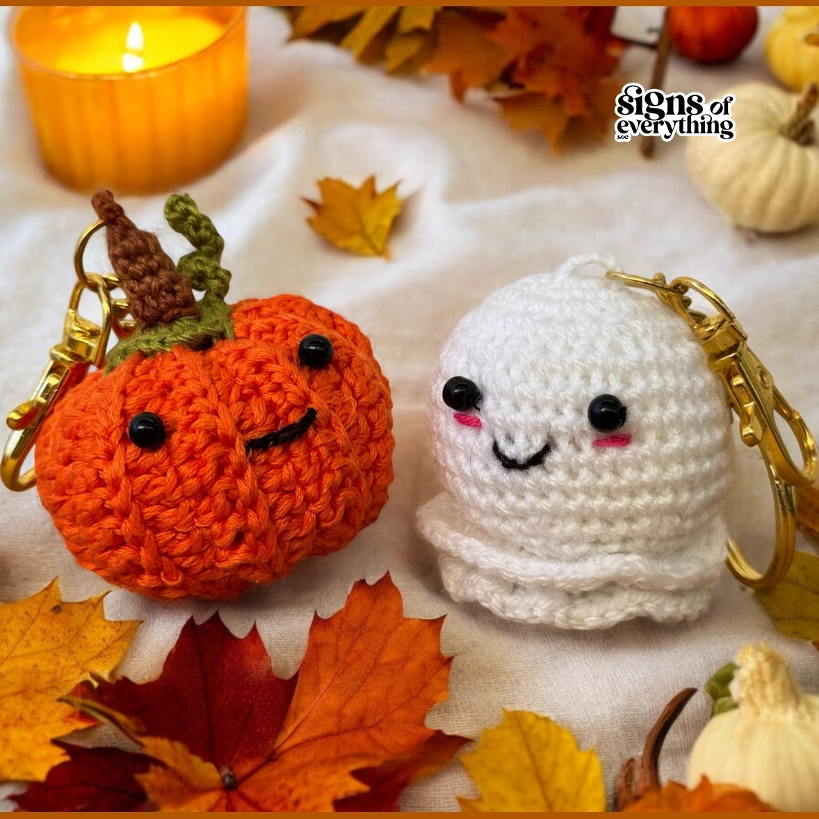 crochet ghost pumpkin halloween keychain
