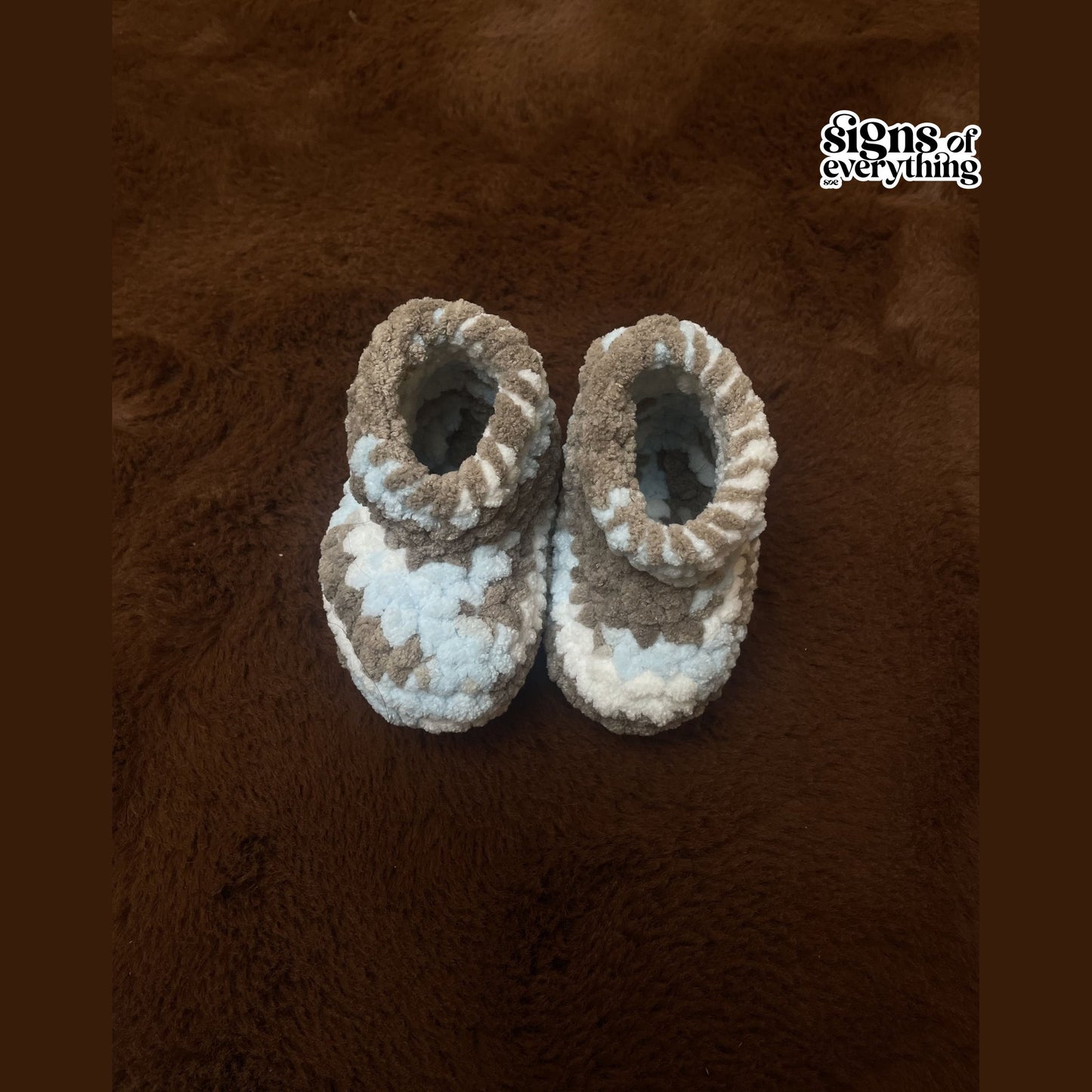 SOE Crochet Baby Booties Brown 