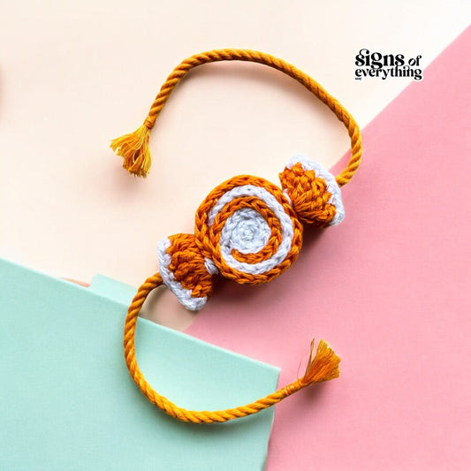 SOE Handmade Candy Crochet Rakhi (With Roli & Chawal)