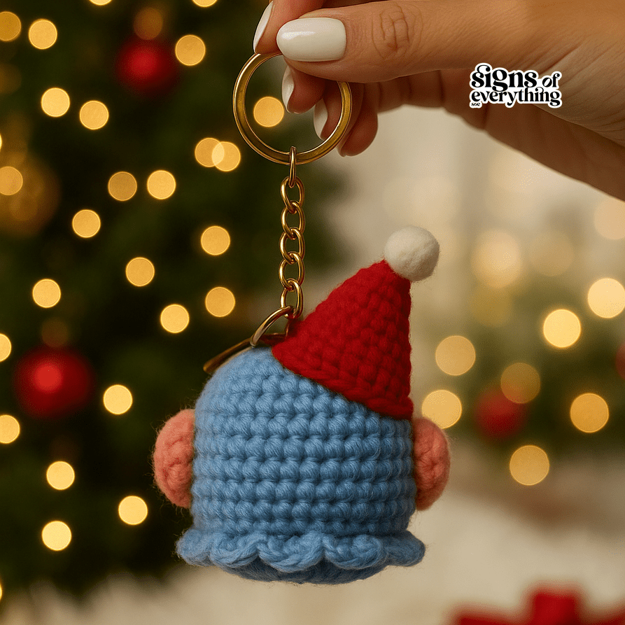 SOE Handmade Crochet Christmas Keychain – Santa Gnome Bag Charm