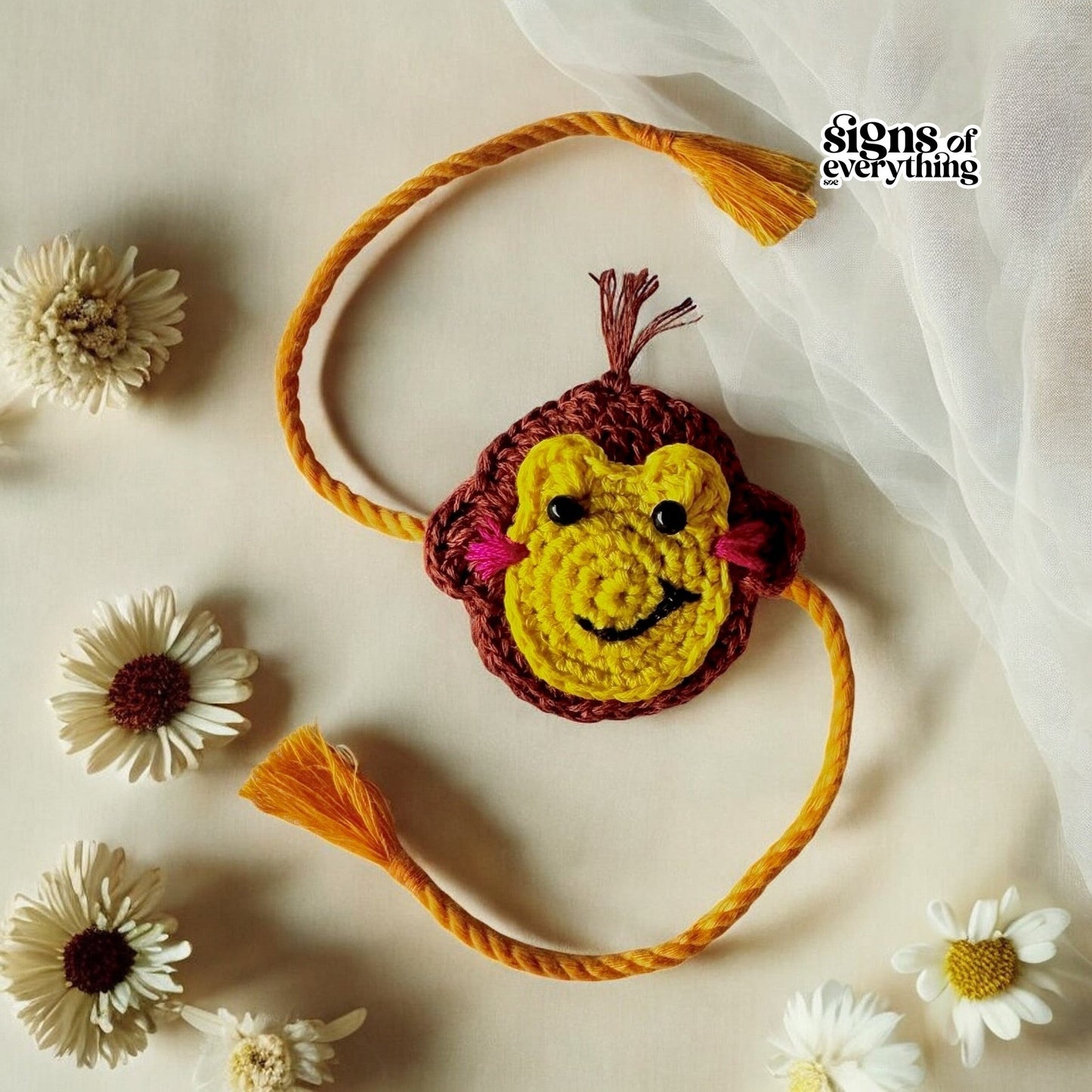SOE Handmade Monkey Crochet Rakhi (With Roli & Chawal)